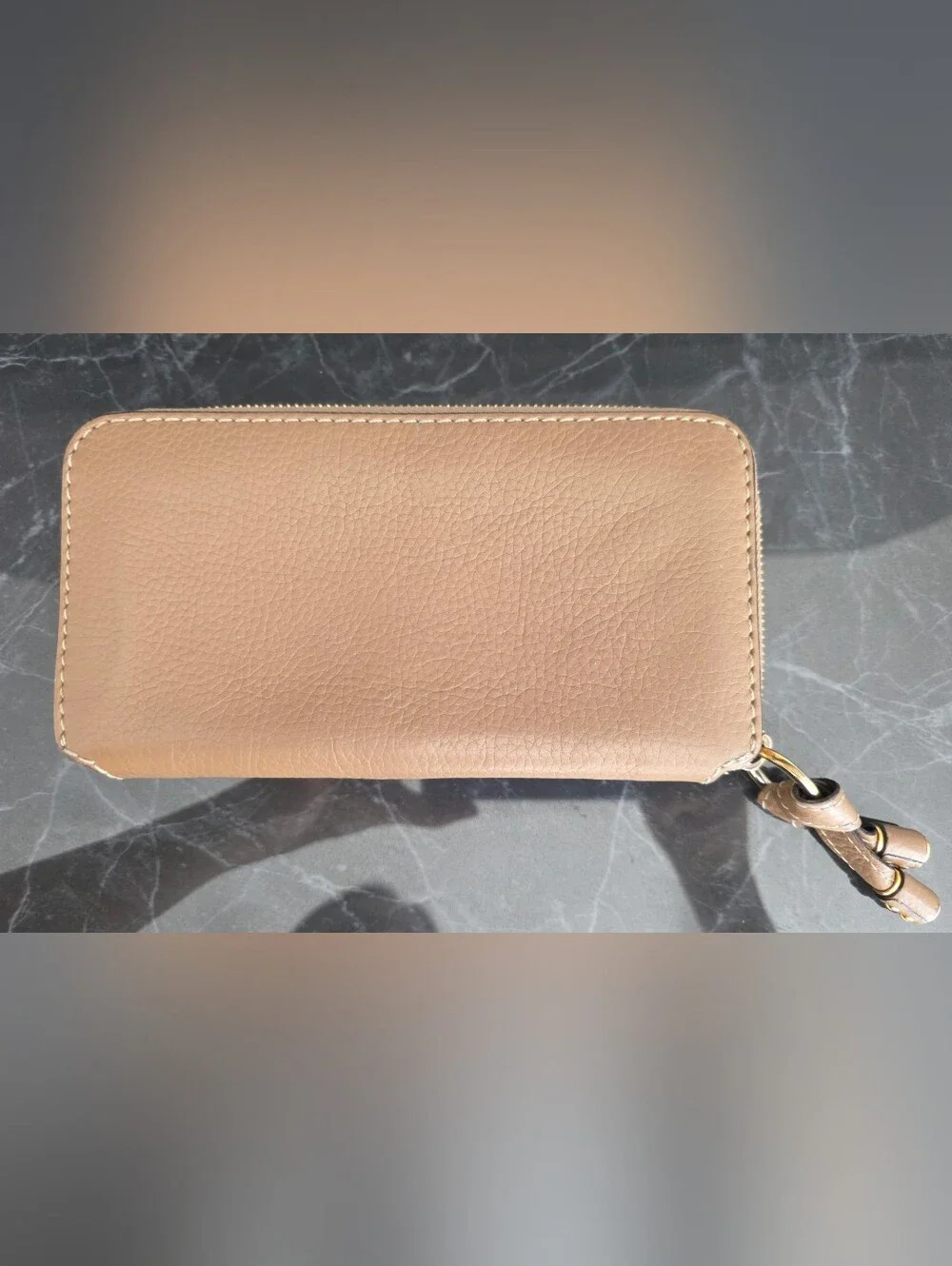 Authentic Chloé Marcie Leather Wallet Tan Brass Hardware
